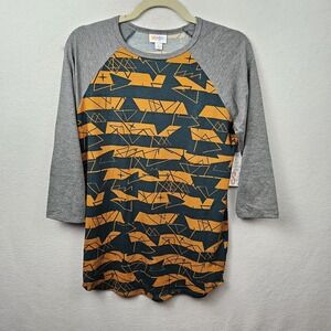 LulaRoe Shirt Woman's Size Small Gray Black Orange Randy NWT
